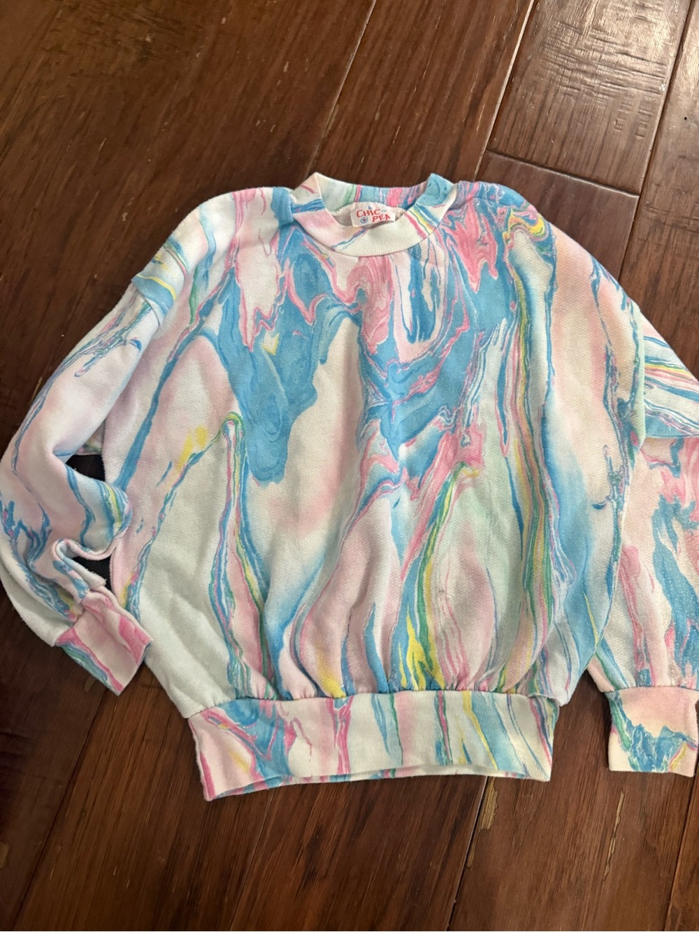 chic Pastel Marble Crewneck Sweater - Blue, Pink, Yellow, Cream